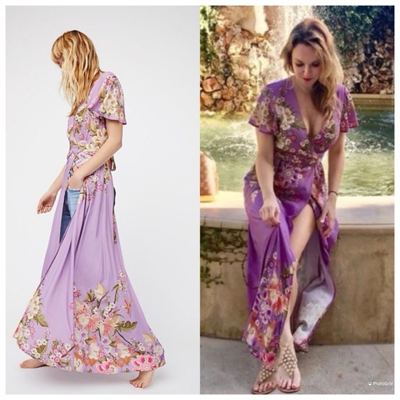 Spell Blue Skies Wrap Maxi Dress Size XS - Picture 3 of 16